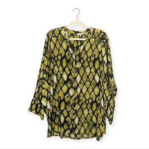Masai Clothing Vibrant Lime Pattern Oversize Tunic Blouse